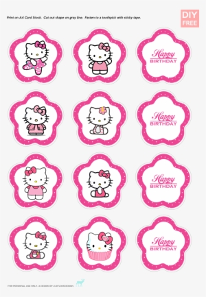Diy Free Hello Kitty Cupcake Topper - Hello Kitty Printable Free #39634