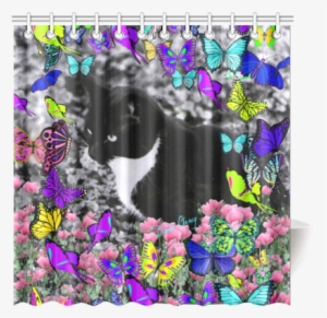 Freckles In Butterflies Ii Black White Tuxedo Cat Shower - Freckles In Butterflies Ii 60" Curtains #301195 Freckles In Butterflies Ii Black White Tuxedo Cat Shower - Freckles In Butterflies Ii 60" Curtains #301195
