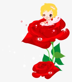 Rose Clipart Valentine's Day - Cupid With A Rose #303016