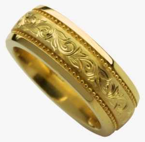 Hand Engraved 18k Band - Musical Ensemble #305442
