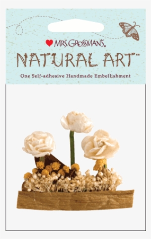 Cotton Flower Patch Stickers - Mrs. Grossman's Natural Art-three White Flowers #306074