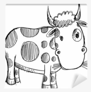Cow Sketch Doodle Drawing Illustration Art Wall Mural - Drawing #308132