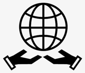 Earth Grid Symbol Over Two Hands Vector - Globe With Hands Icon #3004101