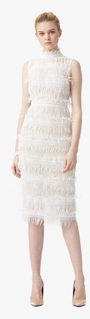 Aijek Rain Lace Trim High Neck Dress - Cocktail Dress #3004295