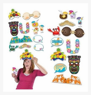 Hawaiian Photobooth Props-12 Pcs - Beistle Luau Photo Fun Signs, 51/4 #3009260