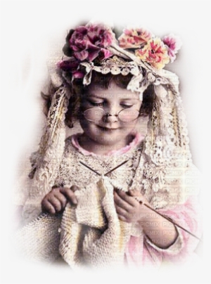 Vintage Girl - Lunch Napkins Knitting Girl #3012996