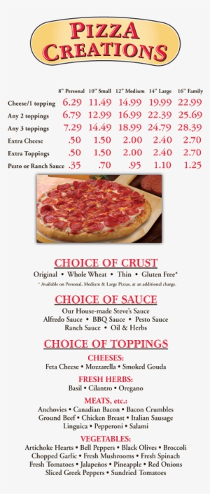 Steve's Pizza Chatham Menu #3014753