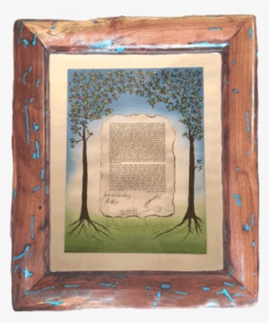 Custom Mesquite Frame With Turquoise Inlays - Picture Frame #3014934