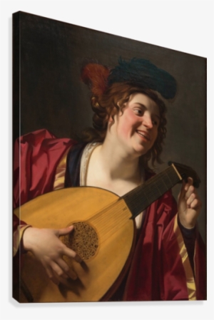 Woman Tuning A Lute, 1624 Canvas Print - Woman Tuning A Lute #3016464