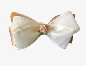 Large Gold Satin And Creme Lace Hair Bow With Golden - Satin #3017238
