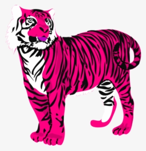 Tiger Standing With Curled Tail Clipart - Pink Tiger Clipart #3017400