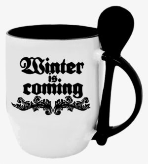 Winter Is Coming Black Mug With Spoon - Mug With Spoon #3028159