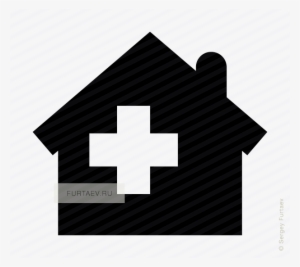 Vector Icon Of House With Cross Inside - Small Hospital Icon #3028536