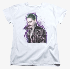 Suicide Squad Joker Stare Womens T-shirt - Suicide Squad Joker Jacket Skull Youth Black Back Sublimation #3033344