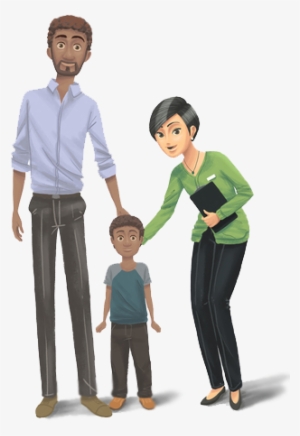 Illustration Of African-american Father With His Hand - Child #3033940