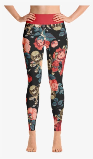 Roses & Cross Bones Pattern High Waist Leggings - Teamouflage Philadelphia Flying Eagles Camo/ Camouflage #3036492
