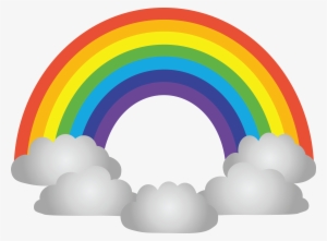 , , - Rainbow With Clouds Png #3036778