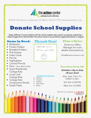 For Volunteer Opportunities, Please Email - School Supplies Donation Posters #3037100