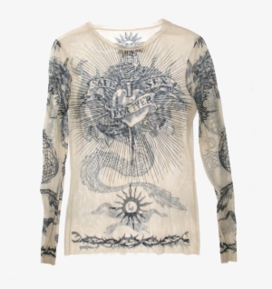 Jean Paul Gaultier Mesh Longsleeve Top Tattoo 90s Rare - Jean Paul Gaultier Tattoo Mesh Top #3038814