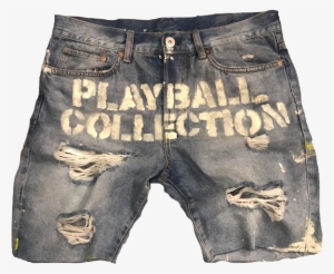 Image Of Desrtoyed Playball Denim Shorts - Shorts #3043069