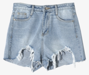High Rise Destroyed Blue Denim Shorts By Stylenanda - Stylenanda High Rise Destroyed Blue Denim Shorts #3043096