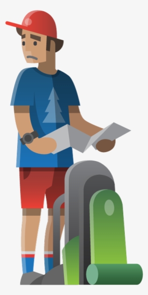 Man With Map And Backpack Lost Hiking Safety - Hiking #3043688