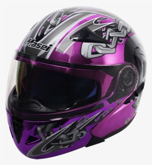 803 Chrome Skull Purple - Motorcycle Helmet #3049571