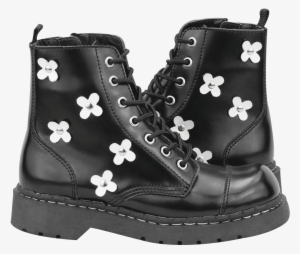 Leather Flower Combat Boots - T.u.k. #3051728