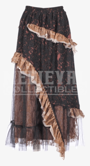 Gathered Lace And Ruffles Steampunk Skirt - Overskirt #3054182