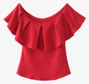 Zaful Off The Shoulder Ruffles Top - Top Rojo De Un Hombro #3054415
