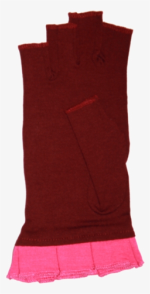 Red Fingerless Gloves With Pink Ruffle - Carmine #3054419