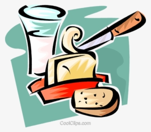 Glass Of Milk, Butter And Bread Royalty Free Vector - Milk And Bread Png #3054441
