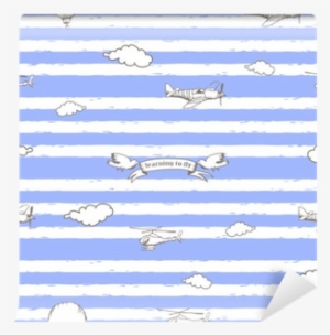 The Seamless Vector Pattern With Airplane,clouds And - Airplane #3054992