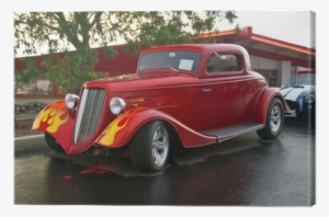 A 30s Ford Hotrod With Flames Captured At A Car Show - Antique Car #3057851