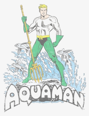Dc Comics Aquaman Distressed Kid's T-shirt - Dc Aqua Man Wall Decal #3062940