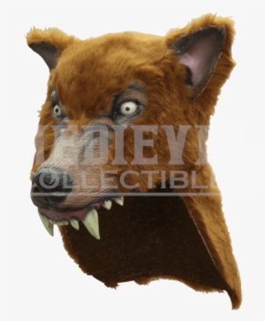 Brown Wolf Head Mask - Deluxe Brown Werewolf Mask Headpiece #3073208