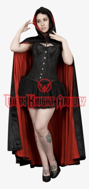 Black And Red Velvet Hooded Cape - Clothing #3073931