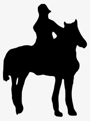 Graphic Black And White Stock Man Riding Silhouette - Horse #3075840