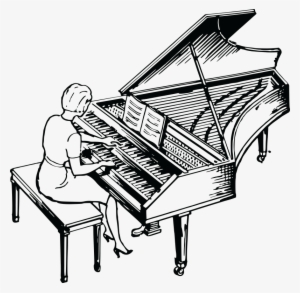 Woman Playing Piano Clipart Ourclipart - Harpsichord Black And White #3076197