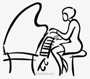 Woman Playing A Piano Royalty Free Vector Clip Art - Woman Playing A Piano Clipart #3076207