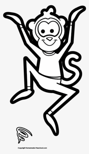 Monkey Black And White Free Monkey Clipart - Monkey Jumping Clipart Black And White #3077855