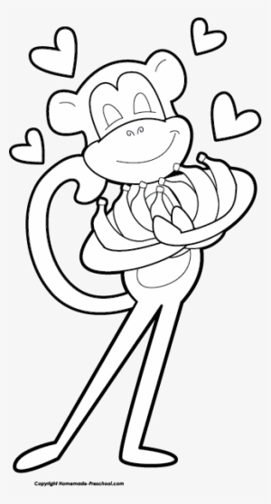 Click To Save Image - Monkey Banana Clip Art Black And White #3077980