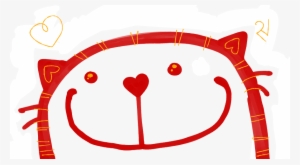 Red Cat Outline - Heart #3080348
