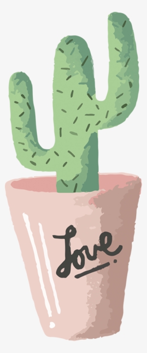 Cactus Pot Love Wall Sticker Tenstickers - Stickers Logo De Ace Kpop #3082719