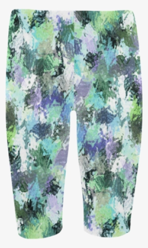 Green Paint Splatter Hestia Cropped Leggings - Board Short #3083947