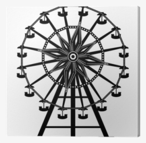Amusement Park Ride Ferris Wheel In Vector Silhouette - Black And White Ferris Wheel Clipart #3084219
