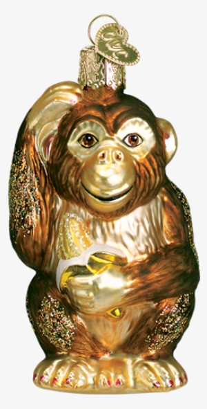 Chimpanzee - Old World Christmas Chimpanzee Glass Ornament #3086928