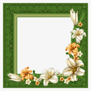 Green Transparent Frame With Flowers - Frames And Borders Flowers Green #3089938