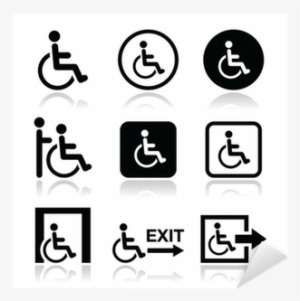 Man On Wheelchair, Disabled, Emergency Exit Icon Sticker - Disability Symbol #3092397