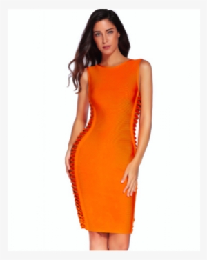 "cocktail" Khloe Kardashian Inspired Orange Bandage #3098630